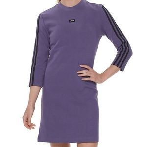 Adidas Purple Sheath Dress 3/4 Raglan Sleeves
